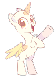 Size: 1855x2620 | Tagged: safe, artist:mint-light, oc, oc only, alicorn, pony, g4, alicorn oc, bald, base, bipedal, eyelashes, female, horn, mare, open mouth, rearing, simple background, smiling, solo, transparent background, transparent horn, transparent wings, wings