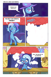 Size: 3555x5388 | Tagged: dead source, safe, artist:biocrine, trixie, pony, unicorn, g4, g4.5, my little pony: pony life, absurd resolution, bipedal, comic, g4 to g4.5, generation leap, great and powerful