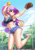 Size: 874x1250 | Tagged: safe, artist:racoonsan, edit, princess cadance, human, g4, alternate hairstyle, anime, armpits, baseball glove, belly button, blushing, breasts, busty princess cadance, clothes, daisy dukes, female, fence, humanized, midriff, nail polish, open mouth, shoes, shorts, sneakers, softball, sports, sports bra, tree