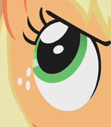 Size: 528x602 | Tagged: safe, applejack, earth pony, pony, g4, angry, close-up, cropped, female, freckles, looking back, solo