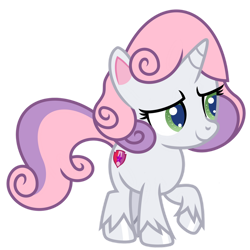 Size: 1024x1024 | Tagged: safe, artist:emeraldblast63, sweetie belle, pony, unicorn, disappearing act, g4, g4.5, my little pony: pony life, female, filly, g4.5 to g4, raised hoof, redesign, simple background, solo, transparent background, unshorn fetlocks