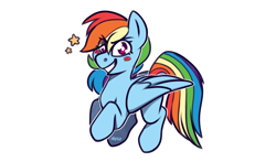 Size: 1971x1158 | Tagged: safe, artist:lrusu, part of a set, rainbow dash, pegasus, pony, g4, blush sticker, blushing, eye clipping through hair, female, looking at you, mare, simple background, smiling, solo, stars, white background