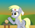 Size: 3575x2919 | Tagged: safe, artist:anime-equestria, derpy hooves, pegasus, pony, g4, brick, bush, cutie mark, female, food, headband, high res, hill, karate, kung fu, mare, muffin, smiling, solo, sunrise, wings, wood