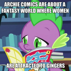 Size: 625x625 | Tagged: safe, screencap, spike, g4, made in manehattan, archie, archie comics, beanie, caption, comic book, hat, image macro, jughead, male, solo, text, whoopee cap