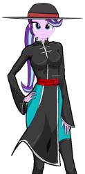 Size: 1142x2326 | Tagged: safe, artist:syringe-rifle-hornet, starlight glimmer, equestria girls, g4, clothes, cosplay, costume, crossover, female, kung lao, mortal kombat, simple background, solo, transparent background