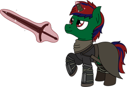 Size: 1914x1312 | Tagged: safe, artist:peternators, oc, oc only, pony, unicorn, armor, boots, broken horn, dark souls, horn, knight, levitation, magic, male, neckerchief, shoes, simple background, solo, stallion, sword, telekinesis, transparent background, two toned mane, two toned tail, weapon