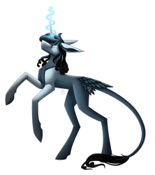 Size: 2260x2547 | Tagged: safe, artist:sadatrix, oc, oc only, oc:elie, pony, unicorn, female, high res, magic, mare, simple background, solo, tail feathers, transparent background