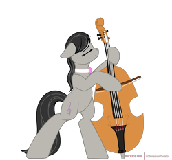 Size: 3000x2800 | Tagged: safe, artist:xcinnamon-twistx, octavia melody, earth pony, pony, g4, belly button, bipedal, bow (instrument), calm, cello, cute, female, high res, musical instrument, patreon, patreon link, patreon logo, patreon reward, playing, simple background, solo, standing, transparent background, vector