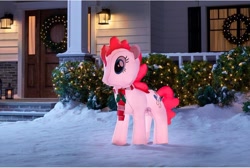 Size: 1000x671 | Tagged: safe, pinkie pie, g4, airblown inflatable, christmas, decoration, gemmy industries, hearth's warming, hearth's warming eve, holiday, home depot, inflatable, merchandise, snow, winter