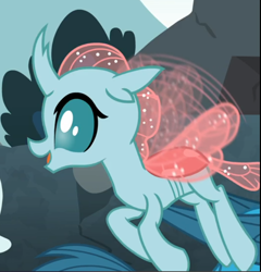 Size: 696x724 | Tagged: safe, screencap, ocellus, changeling, g4, school daze, cropped, cute, diaocelles, female, flying, open mouth, smiling, solo