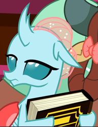 Size: 725x939 | Tagged: safe, screencap, ocellus, yona, changeling, a matter of principals, g4, book, cropped, female, lidded eyes, solo