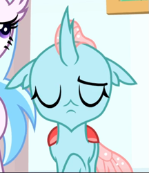 Size: 503x581 | Tagged: safe, screencap, ocellus, silverstream, changeling, a matter of principals, g4, animation error, cropped, eyes closed, female, ocellus is not amused, raised eyebrow, unamused