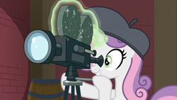 Size: 1920x1080 | Tagged: safe, screencap, sweetie belle, pony, unicorn, g4, growing up is hard to do, being big is all it takes, camera, female, horn, magic, mare, older, older sweetie belle, solo, sweetie belle's magic brings a great big smile