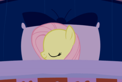 Size: 800x540 | Tagged: safe, artist:ursamanner, fluttershy, pony, g4, animated, bed, blanket, breathing, eyes closed, female, gif, loop, mare, mimir, night, pillow, show accurate, sleeping, solo