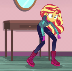 Size: 768x758 | Tagged: safe, screencap, pinkie pie, sunset shimmer, equestria girls, equestria girls series, holidays unwrapped, saving pinkie's pie, spoiler:eqg series (season 2), animated, clothes, dizzy, female, gif, winter outfit