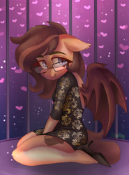 Size: 3700x5000 | Tagged: safe, artist:irinamar, oc, oc only, bat pony, anthro, clothes, commission, dress, high heels, shoes, solo, ych result
