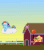 Size: 696x800 | Tagged: safe, artist:nitobit, derpibooru exclusive, applejack, rainbow dash, earth pony, pegasus, pony, g4, alarm clock, animated, balancing, balloon, clock, cloud, falling, female, fence, gif, jojo reference, mare, meme, morning, mud, pixel art, scared, sleeping, this will end in pain, to be continued, to be continued (meme)