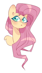 Size: 1100x1900 | Tagged: safe, artist:soundwavepie, fluttershy, pegasus, pony, g4, :<, blushing, bust, female, looking at you, looking sideways, mare, portrait, simple background, solo, three quarter view, transparent background, wings