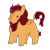 Size: 2400x2400 | Tagged: safe, artist:firehearttheinferno, oc, oc:summer ardor, kirin, fallout equestria: burdens, blush sticker, blushing, brown mane, chibi, chimken numget, chubby, cloven hooves, cream coat, cute, fallout, female, for a friend, happy, high res, horn, leonine tail, mane, mare, pink, potat pone, purple, purple eyes, purple highlights, solo