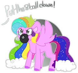 Size: 3278x3067 | Tagged: safe, artist:crazysketch101, oc, oc only, pony, circle background, commission, high res, magic 8 ball, no, simple background, solo, white background, ych result