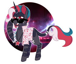 Size: 3377x2861 | Tagged: safe, artist:crazysketch101, oc, oc only, oc:shining obsidian, pony, circle background, high res, simple background, solo, sunglasses, white background