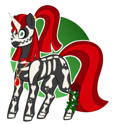 Size: 2740x3005 | Tagged: safe, artist:crazysketch101, oc, oc only, oc:specter, pony, unicorn, circle background, clothes, costume, high res, horn, jewelry, necklace, simple background, skeleton costume, solo, unicorn oc, white background