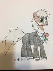 Size: 406x541 | Tagged: safe, artist:carty, oc, oc only, oc:carty, earth pony, pony, clothes, solo, traditional art, tuxedo