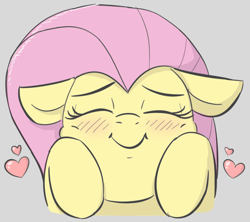 Size: 834x739 | Tagged: safe, artist:heretichesh, fluttershy, pegasus, pony, g4, blushing, cute, eyes closed, female, floppy ears, heart, hooves up, shyabetes, sketch, smiling, solo