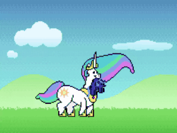 Size: 800x600 | Tagged: safe, artist:2snacks, edit, princess celestia, princess luna, g4, adorawat, animated, cursed, cute, female, filly, impossibly long neck, majestic as fuck, neck, palindrome get, pixel art, princess necklestia, reversed, royal sisters, scruff, sisters, wat, woona, younger