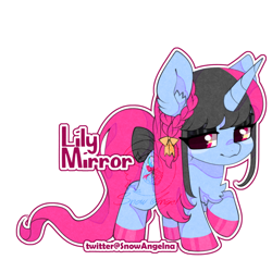 Size: 700x700 | Tagged: safe, artist:snow angel, oc, oc only, oc:lily mirror, pony, unicorn, chest fluff, chibi, simple background, solo, watermark, white background