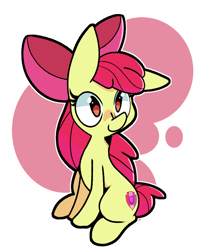 Size: 2500x3056 | Tagged: safe, artist:kindakismet, apple bloom, earth pony, pony, g4, abstract background, adorabloom, cute, female, filly, high res, older, older apple bloom, sitting, solo, the cmc's cutie marks