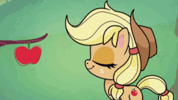 Size: 1920x1080 | Tagged: safe, screencap, applejack, earth pony, pony, g4.5, my little pony: pony life, the 5 habits of highly effective ponies, animated, apple, apple tree, applejack's hat, basket, cowboy hat, eyes closed, female, food, freckles, hat, heart, laughing, mare, rainbow, smiling, solo, sound, talking, tree, webm