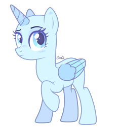 Size: 2092x2248 | Tagged: safe, artist:mint-light, oc, oc only, alicorn, pony, g4, alicorn oc, bald, base, eyelashes, female, high res, horn, mare, raised hoof, simple background, solo, transparent background, transparent horn, transparent wings, wings
