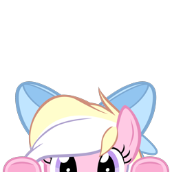 Size: 2000x2000 | Tagged: safe, artist:ace play, part of a set, oc, oc only, oc:bay breeze, pegasus, pony, bow, cute, female, high res, looking at you, lurking, mare, mrkat7214's "i see you" pony, peeking, simple background, solo, soon, transparent background, underhoof, vector