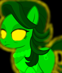 Size: 3076x3579 | Tagged: safe, artist:jeatz-axl, artist:mellow91, edit, spoiled rich, oc, oc only, oc:the supreme being, pony, g4, black background, clothes, glowing eyes, high res, jewelry, necklace, possessed, simple background, solo, yellow eyes