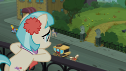 Size: 1920x1080 | Tagged: safe, screencap, coco pommel, goldenrod, winning goal, earth pony, pony, g4, made in manehattan, butt, carriage, coco's apartment, female, park, plot, solo, taxi, unnamed character, unnamed pony