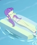 Size: 129x154 | Tagged: safe, screencap, starlight, equestria girls, g4, spring breakdown, clothes, cropped, female, relaxing, solo, striped swimsuit, sunbathing, swimming pool, swimsuit, water