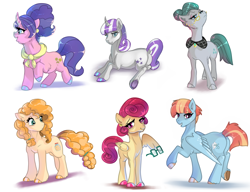 Size: 4186x3211 | Tagged: safe, artist:mylittlegodzilla, cloudy quartz, cookie crumbles, pear butter, posey shy, twilight velvet, windy whistles, earth pony, pegasus, pony, unicorn, g4, female, mare, mom six, simple background, white background