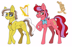 Size: 7368x4848 | Tagged: safe, artist:celestial-rainstorm, oc, oc only, oc:clip smoothie, oc:golden strings, earth pony, pony, absurd resolution, bowtie, male, offspring, parent:diamond tiara, parent:flim, parent:pipsqueak, parent:suri polomare, parents:piptiara, simple background, stallion, white background