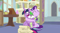 Size: 656x368 | Tagged: safe, screencap, spike, starlight glimmer, twilight sparkle, alicorn, dragon, pony, unicorn, a horse shoe-in, g4, animated, cute, female, hug, male, mare, scroll, squeezing, starlight's office, twilight sparkle (alicorn), winged spike, wings