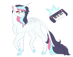 Size: 1900x1500 | Tagged: safe, artist:uunicornicc, oc, oc only, pony, unicorn, female, glasses, magical lesbian spawn, mare, offspring, parent:rarity, parent:vinyl scratch, parents:rariscratch, simple background, solo, white background
