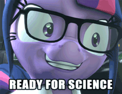 Size: 389x300 | Tagged: safe, artist:argodaemon, sci-twi, twilight sparkle, pony, g4, 3d, animated, caption, crazy grin, female, gif, glasses, heavy breathing, image macro, mad scientist, mare, rocket surgery, sci-twilicorn, science, solo, source filmmaker, text, that pony sure does love science, this will end in science