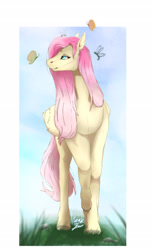 Size: 1920x3136 | Tagged: safe, alternate version, artist:chao-xing, fluttershy, butterfly, insect, pegasus, pony, g4, female, hoers, mare, solo