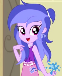 Size: 850x1050 | Tagged: safe, artist:rjp.rammy, sea swirl, seafoam, equestria girls, g4, alternate hairstyle, belly button, belt, clothes, cute, ear piercing, earring, equestria girls-ified, eyeshadow, female, jewelry, makeup, midriff, necklace, open mouth, piercing, seadorable, skirt, solo, tank top