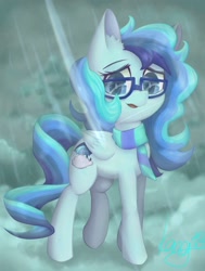 Size: 1280x1690 | Tagged: safe, artist:kang131, oc, oc:cloud umbrella, pegasus, pony, clothes, cloud, cutie mark, glasses, scarf