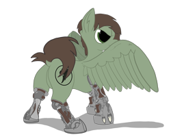 Size: 3681x2944 | Tagged: safe, artist:capt-sierrasparx, edit, oc, oc only, oc:grounder, cyborg, pegasus, pony, fallout equestria, amputee, brand, branded, dashite, dashite brand, fallout, female, foe adventures, high res, mare, raised tail, simple background, solo, tail, talons, transparent, transparent background, wings