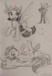 Size: 1401x2048 | Tagged: safe, artist:ami-gami, lightning dust, somnambula, pegasus, pony, g4, sketch, traditional art