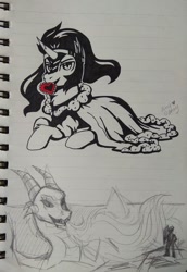 Size: 416x604 | Tagged: safe, artist:ami-gami, king sombra, pony, unicorn, g4, holiday, lined paper, traditional art, valentine's day