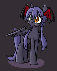 Size: 1151x1422 | Tagged: safe, artist:spheedc, oc, oc only, oc:azza gaap, pony, bat wings, digital art, female, mare, simple background, solo, wings