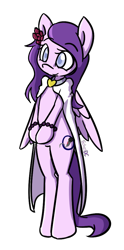 Size: 507x1021 | Tagged: safe, artist:spheedc, oc, oc only, oc:melody snowflake, pegasus, semi-anthro, arm hooves, bracelet, cloak, clothes, digital art, female, flower, flower in hair, jewelry, mare, simple background, solo, transparent background